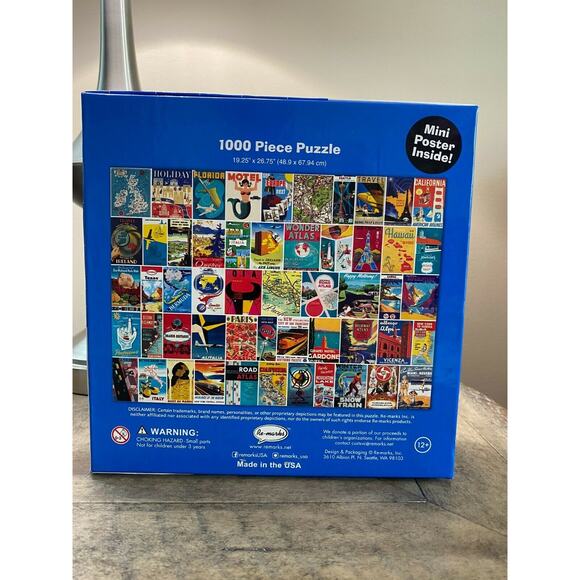 Jigsaw Puzzle TRAVEL ATLAS - REMARKS - 1000 PIECES - 19" x 27"- TRAVEL POSTERS - Picture 2 of 3